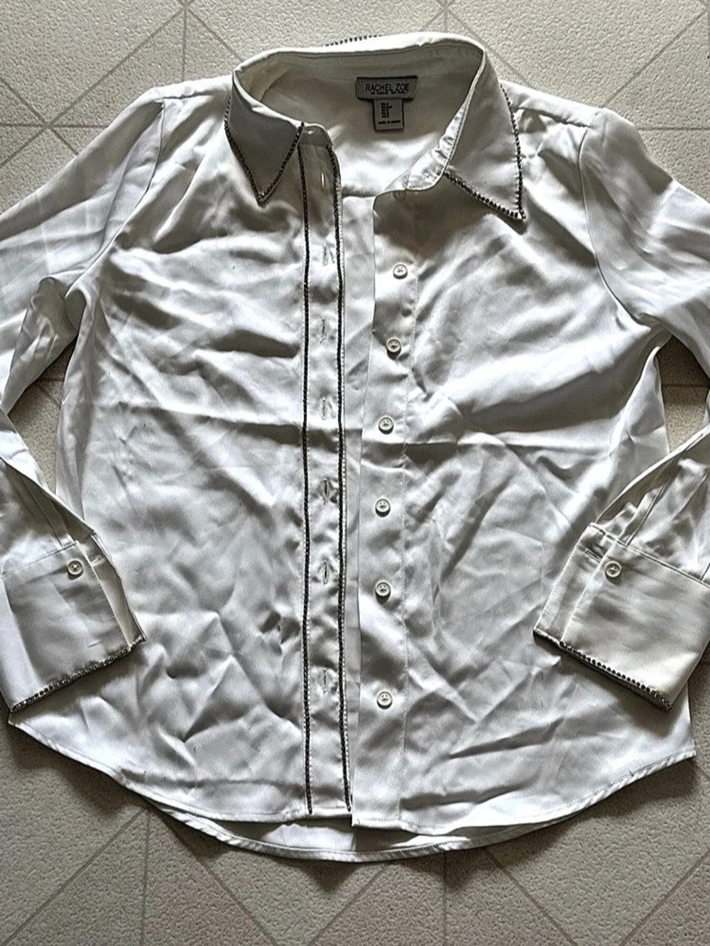 Rachel Zoe Embellished Button Down Shirt in White Size Small